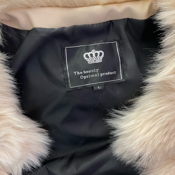 Light Camel Faux Fur 5 Ring Bubble Jacket - Picture 4 of 8